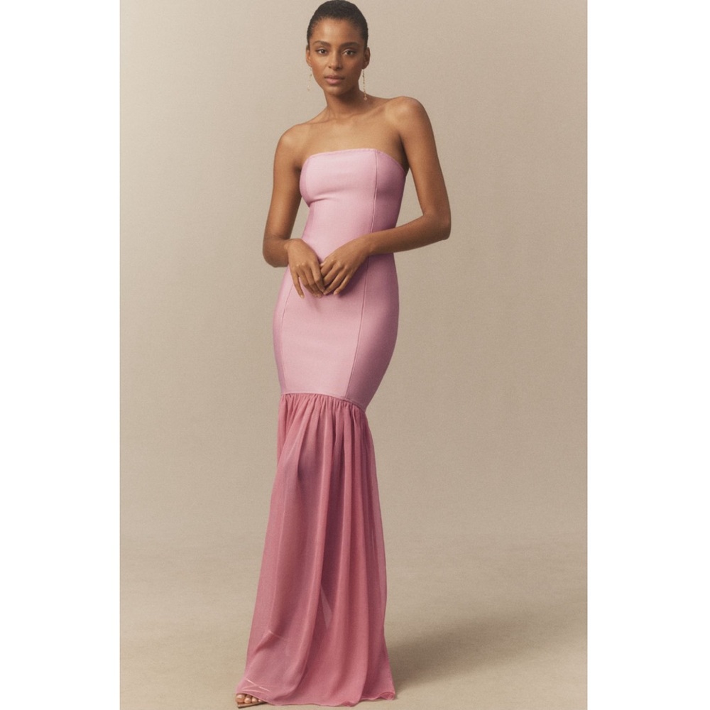 Anthropologie x Elliatt Kristel Strapless Corset Drop-Waist Chiffon Maxi Dress